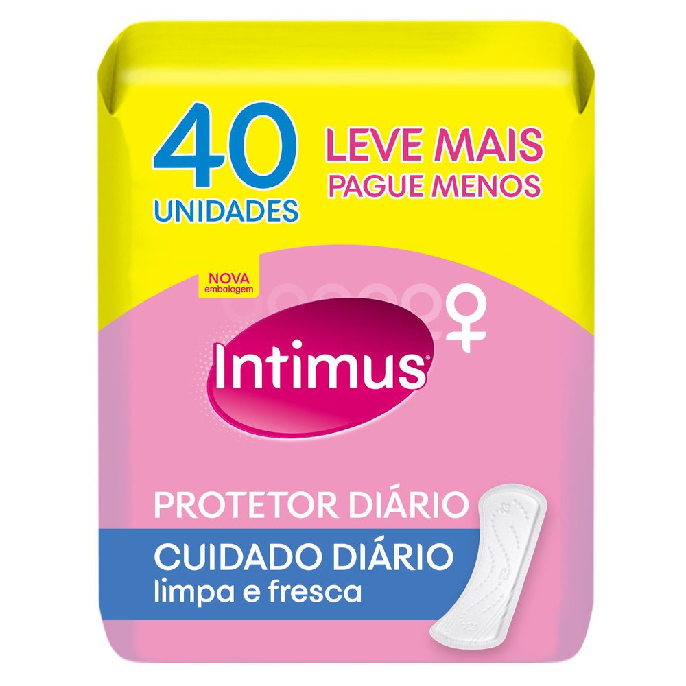 Protetor Diário Intimus Cuidado Diário Sem Perfume 40 Unidades