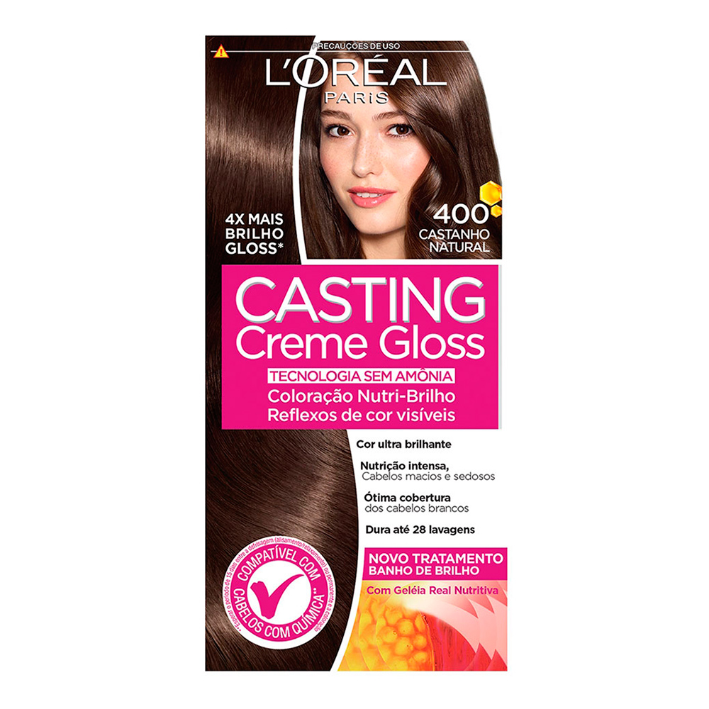 Tintura Semi-Permanente Casting Creme Gloss De L'oreal Paris 400 Castanho Natural