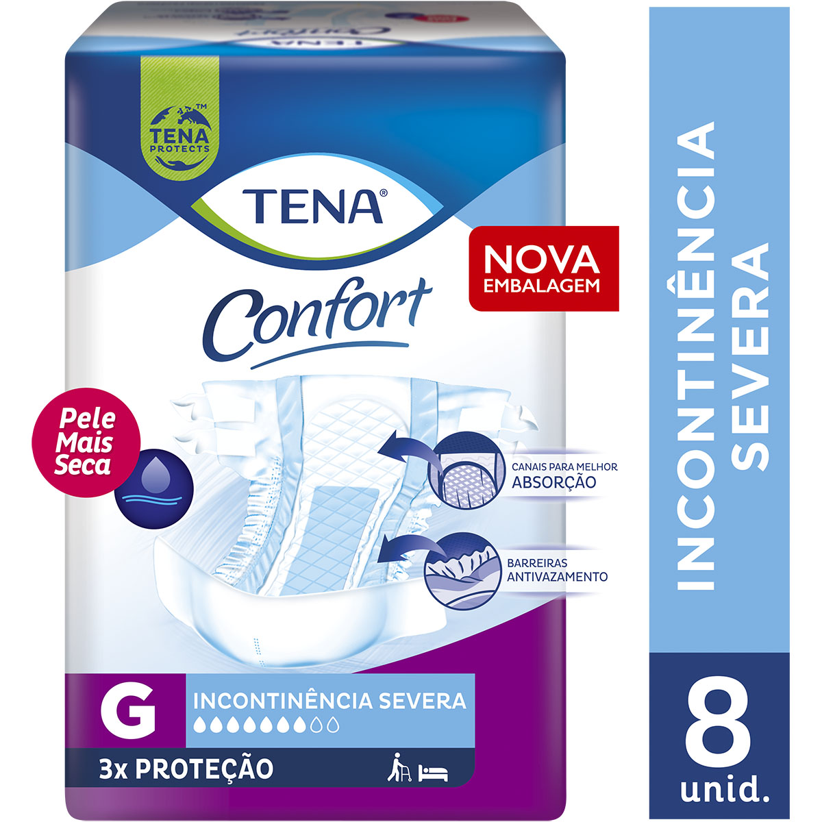 Fralda Geriátrica Tena Confort G com 8 Unidades