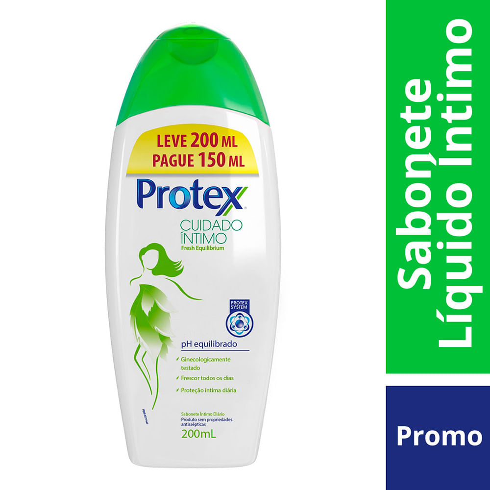 Sabonete Líquido Íntimo Protex Cuidado Íntimo Fresh Equilibrium Leve 200ml Pague 150ml