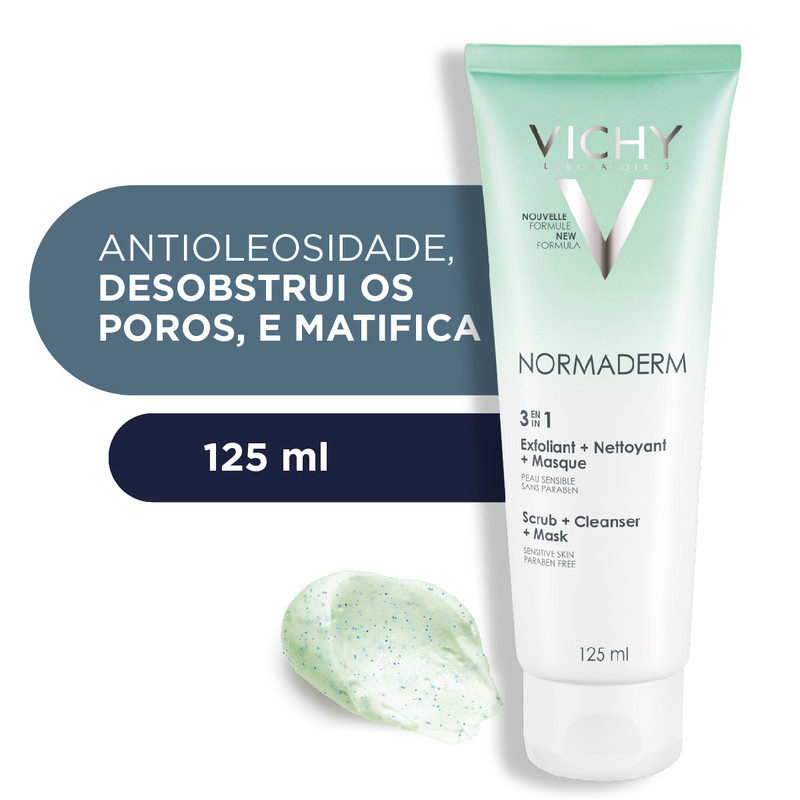 Gel De Limpeza, Esfoliação E Máscara Facial Normaderm 3 Em 1
