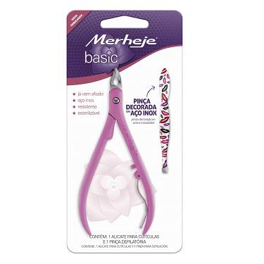 Alicate Cuticula Merheje + Pinça Decorada Basic