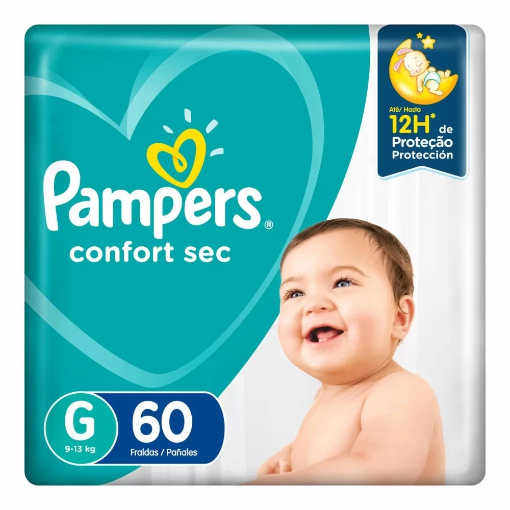 Fralda Pampers Confort Sec Bag G 60 Unidades