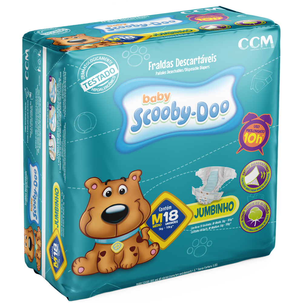 Fralda Scooby Doo Jumbinho M 18 Unidades