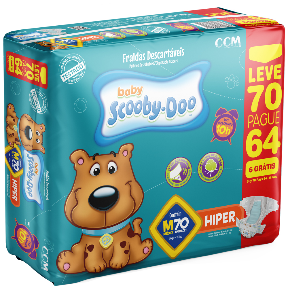 Fralda Scooby Doo Hiper M 70 Unidades