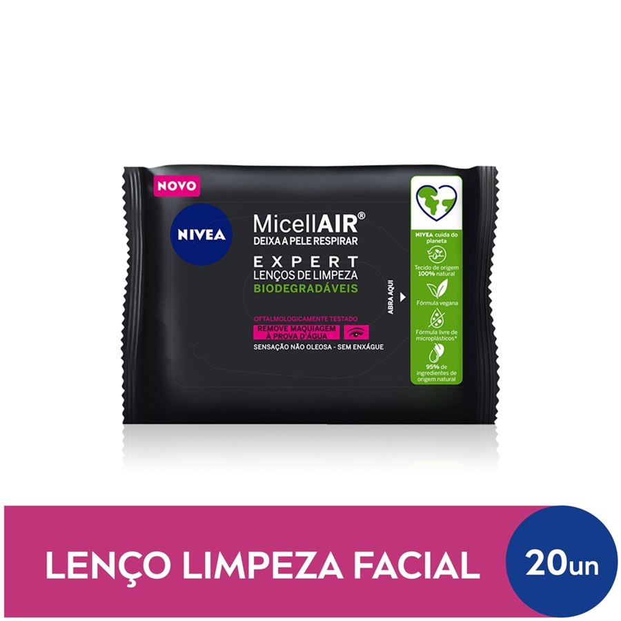 Lenços De Limpeza Demaquilantes Nivea Micellair Expert 20 Unidades