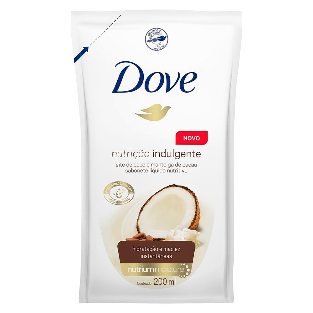 Sabonete Líquido Dove Nutrição Indulgente Leite De Coco E Manteiga De Cacau Refil 200ml