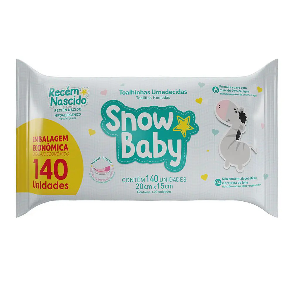 Toalhas Umedecidas Snow Baby Recém Nascido 140 Unidades