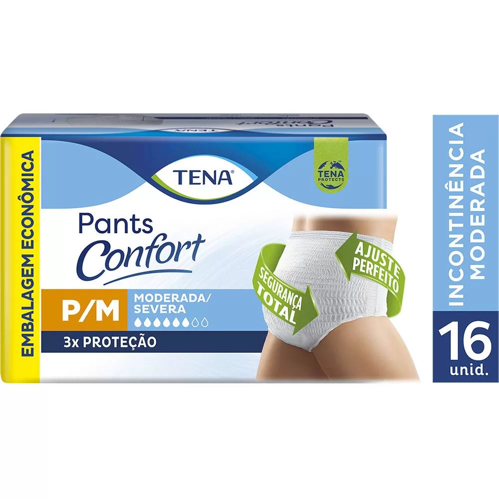 Roupa Íntima Geriátrica Tena Pants Confort P/M 16 Unidades