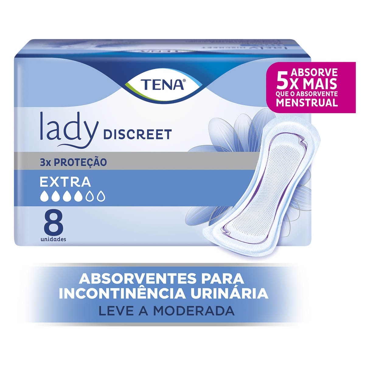 Absorvente Para Incontinência Urinária Tena Lady Discreet Extra 8 Unidades