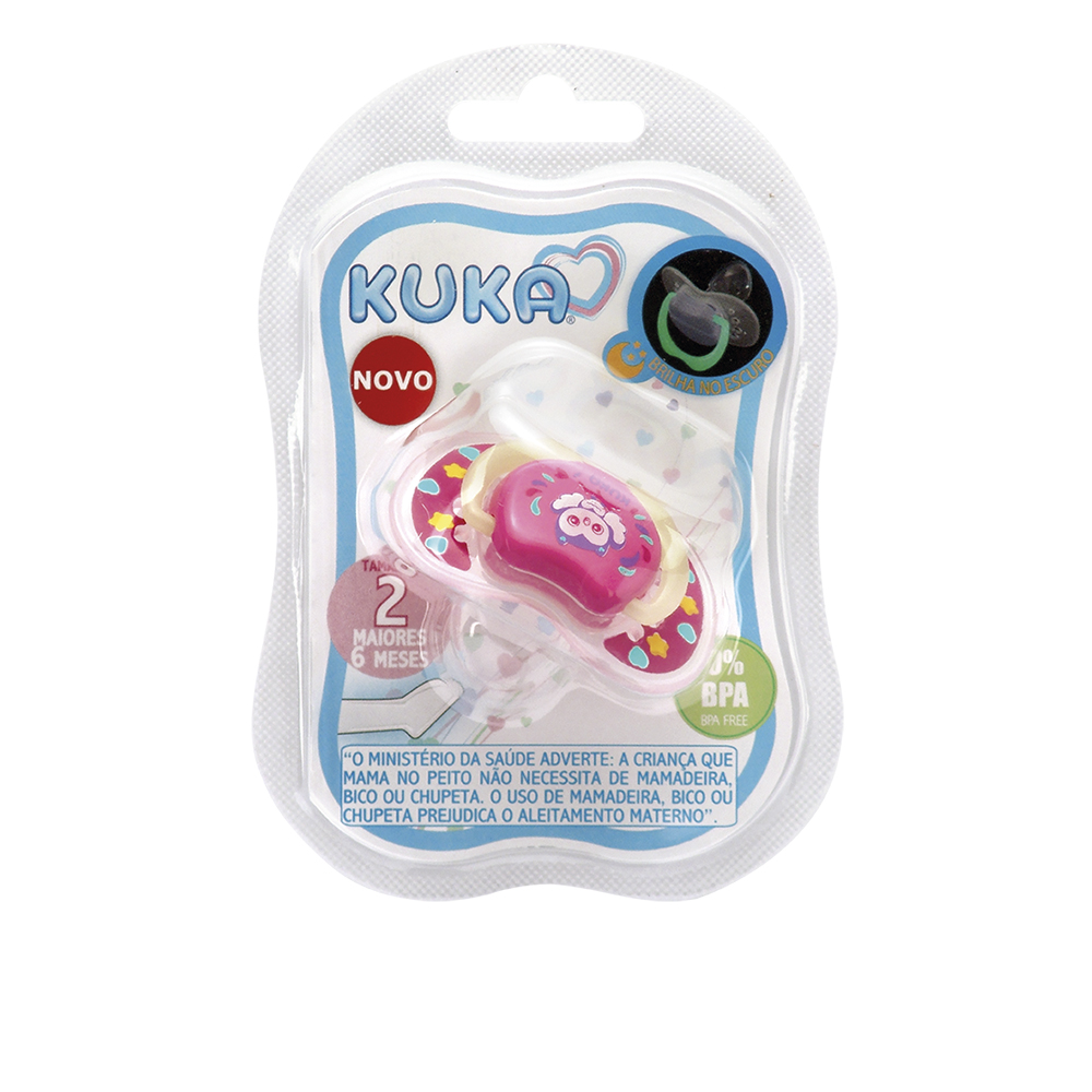 Chupeta Kuka Bico Ortodôntica Lumina Numero 1 +6 Meses Rosa